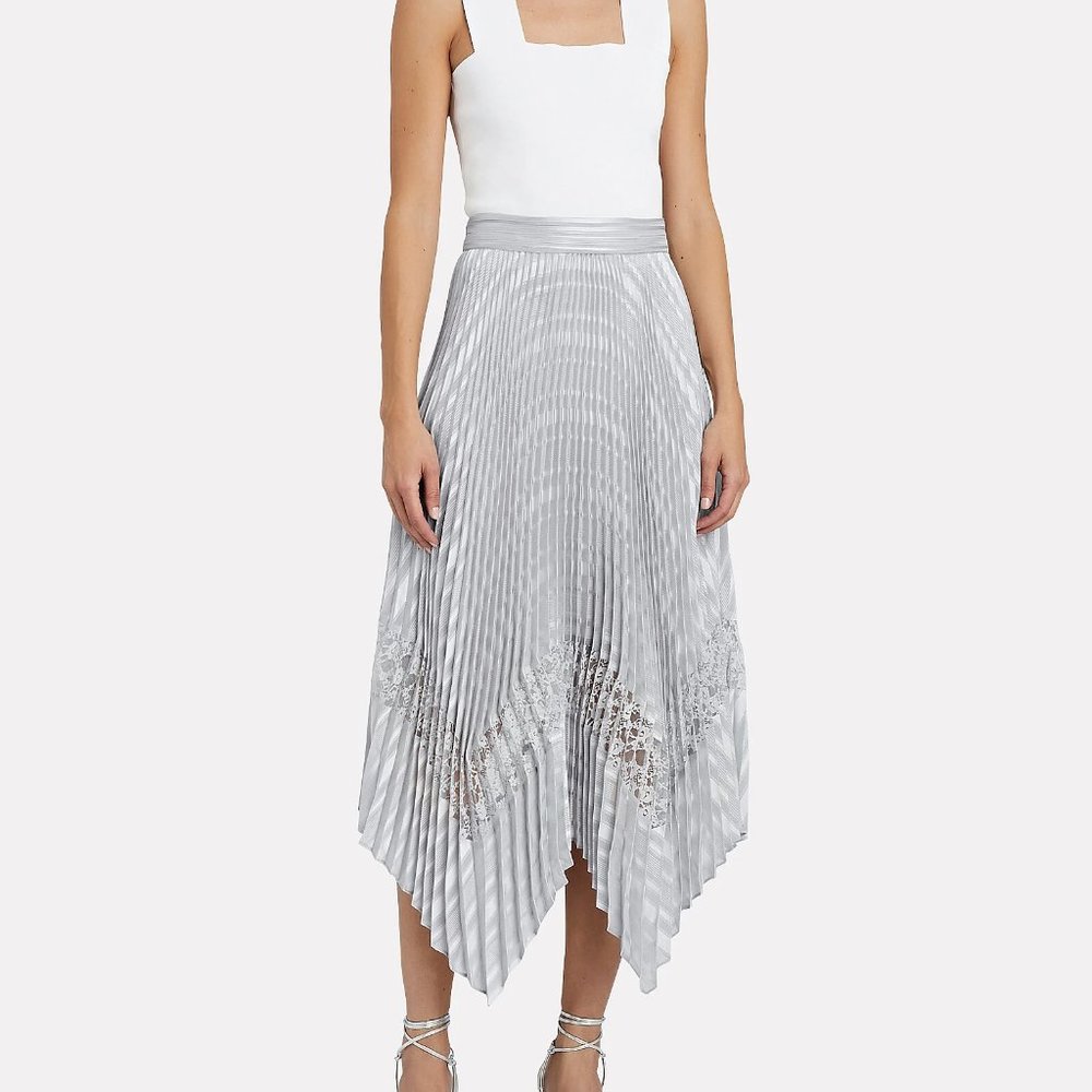 NWT! INTERMIX Liz Pleated Skirt Silver Sz 8